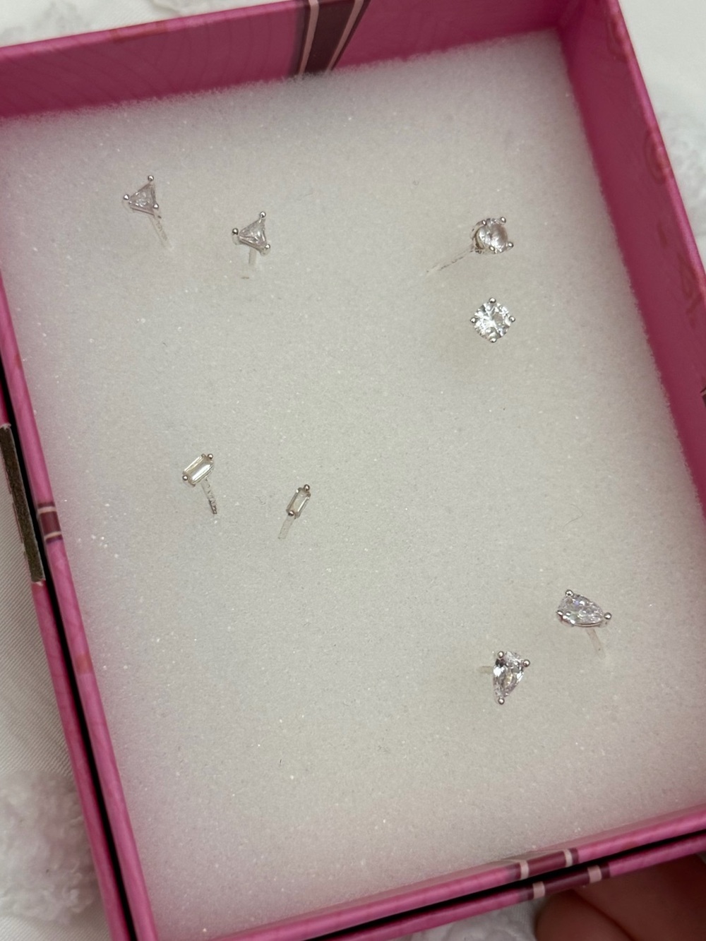 Silver Rhinestone Earrings Set Dainty Minimalist Trendy